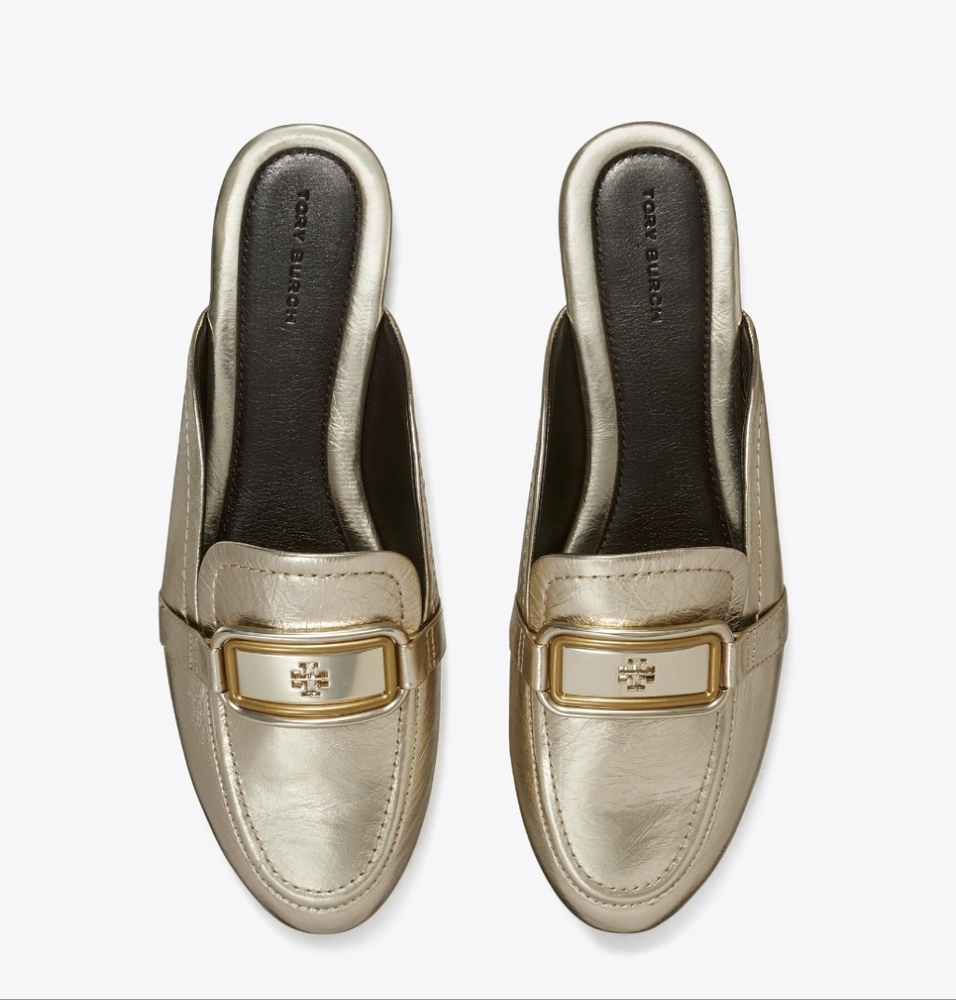 NWB Tory Burch Georgia Backless  Metallic Loafers 7.5